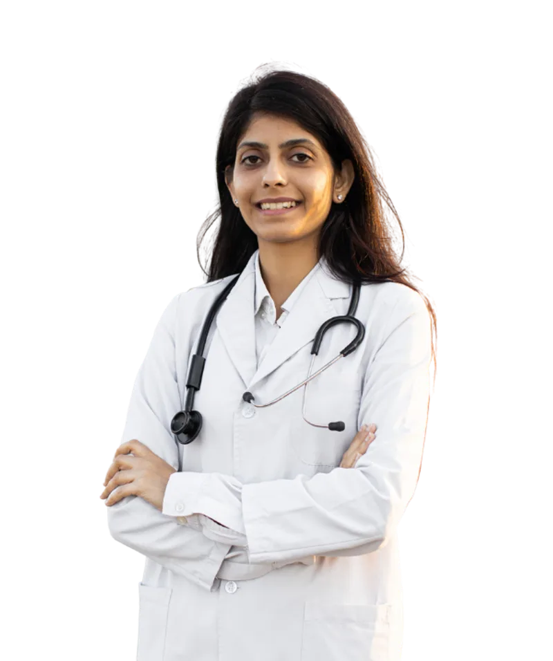 Physician coach in a white coat with a stethoscope